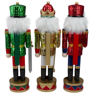 Northlight Set Of 3 Red Sequin Jacket Wooden Christmas Nutcrackers 14.25" 5 Northlight Set Of 3 Red Sequin Jacket Wooden Christmas Nutcrackers 14.25" - Image 3