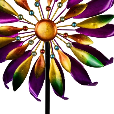 Northlight Mardi Gras Flower Outdoor Pinwheel Garden Stake - 4.5' 7 Northlight Mardi Gras Flower Outdoor Pinwheel Garden Stake - 4.5' - Image 5