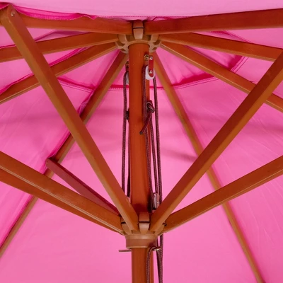 Northlight Outdoor Patio Market Umbrella With Wooden Pole - 8.5' - Pink 5 Northlight Outdoor Patio Market Umbrella With Wooden Pole - 8.5' - Pink - Image 3