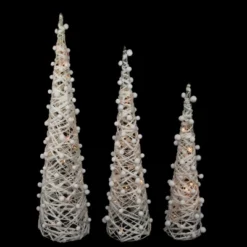 Northlight LED Lighted Glittered Cone Tree Christmas Decorations - 39.25" - White - Set Of 3 7 Northlight LED Lighted Glittered Cone Tree Christmas Decorations - 39.25" - White - Set Of 3 -Home decor GUEST d4ce25eb 722c 4081 a805 a7be557d5640