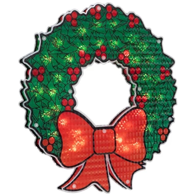 Northlight Lighted Holographic Christmas Wreath Window Silhouette Decoration - 15" 5 Northlight Lighted Holographic Christmas Wreath Window Silhouette Decoration - 15" - Image 3