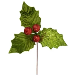 Northlight 19" Glittered Holly With Berry Christmas Stem Spray 9 Northlight 19" Glittered Holly With Berry Christmas Stem Spray -Home decor GUEST d806a101 135f 4047 a8df e87984677355