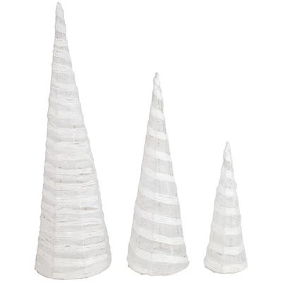 Northlight Glittered Cone Tree Christmas Decoration - 23.5 - White And Silver - Set Of 3 5 Northlight Glittered Cone Tree Christmas Decoration - 23.5 - White And Silver - Set Of 3 - Image 3