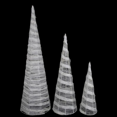 Northlight Glittered Cone Tree Christmas Decoration - 23.5 - White And Silver - Set Of 3 4 Northlight Glittered Cone Tree Christmas Decoration - 23.5 - White And Silver - Set Of 3 - Image 2