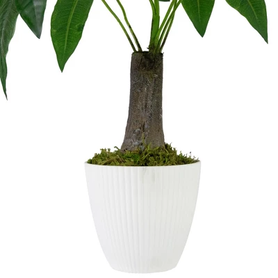 Northlight 18.5" Artificial Guiana Chestnut Plant In White Pot 5 Northlight 18.5" Artificial Guiana Chestnut Plant In White Pot - Image 3