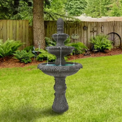 Northlight 57" Brown Three Tier Leaf Design Outdoor Garden Fountain 3 Northlight 57" Brown Three Tier Leaf Design Outdoor Garden Fountain