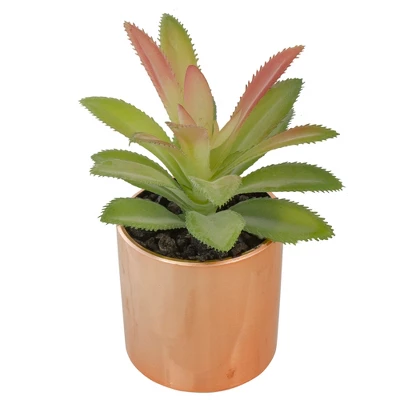 Northlight 5" Green Artificial Aloe Plant In A Rose Gold Pot 4 Northlight 5" Green Artificial Aloe Plant In A Rose Gold Pot - Image 2