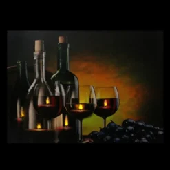 Northlight 15.75" LED Lighted Flickering Wine, Grapes And Candles Canvas Wall Art 11.75" X 15.75"