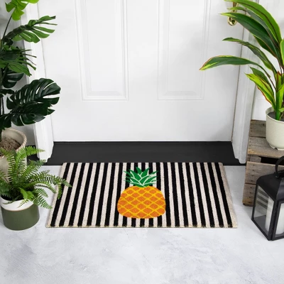 Northlight Ivory And Orange Pineapple Striped Natural Coir Outdoor Doormat 18" X 30" 3 Northlight Ivory And Orange Pineapple Striped Natural Coir Outdoor Doormat 18" X 30"