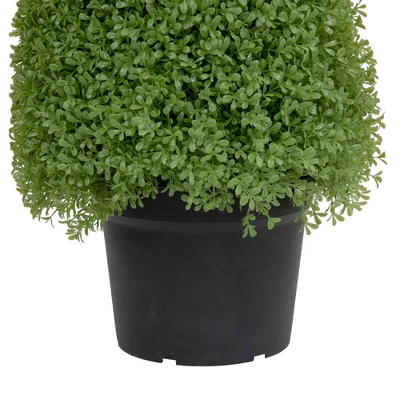 Northlight 3' Artificial Boxwood Cone Topiary Tree With Round Pot, Unlit 6 Northlight 3' Artificial Boxwood Cone Topiary Tree With Round Pot, Unlit - Image 4