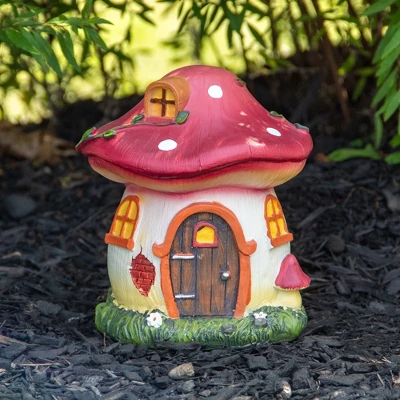 Northlight 6.25" Red Mushroom House Outdoor Garden Statue 3 Northlight 6.25" Red Mushroom House Outdoor Garden Statue