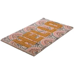 Northlight Brown And Pink "Hello" Floral Coir Outdoor Doormat 18" X 30" -Home decor GUEST e1f747e4 1e56 4330 87be 58ad2ba4b83f