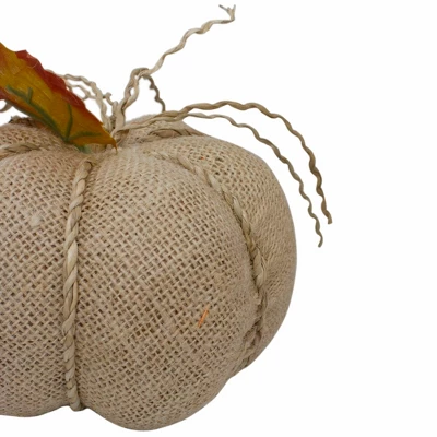 Northlight 5.5" Beige Burlap Autumn Harvest Table Top Pumpkin 4 Northlight 5.5" Beige Burlap Autumn Harvest Table Top Pumpkin - Image 2