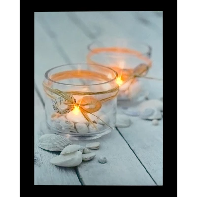 Northlight 15.75" LED Flickering Seashell Beach Candles Canvas Wall Art 3 Northlight 15.75" LED Flickering Seashell Beach Candles Canvas Wall Art