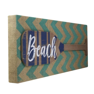 Northlight Aqua Blue Chevron Burlap With “Beach” Wood Look Oar Linen Wall Art 24” 3 Northlight Aqua Blue Chevron Burlap With “Beach” Wood Look Oar Linen Wall Art 24”