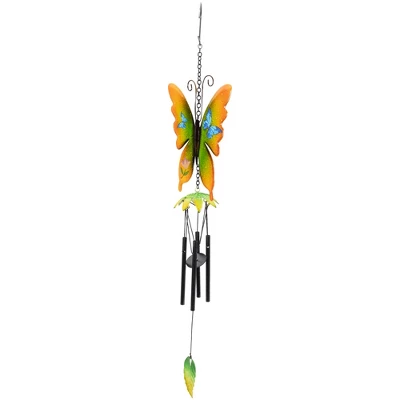Northlight 15.75" Orange And Green Metal Butterfly Outdoor Garden Windchime 5 Northlight 15.75" Orange And Green Metal Butterfly Outdoor Garden Windchime - Image 3