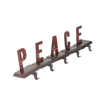 Northlight Buffalo Plaid “PEACE” Christmas Stocking Holder - 6" - 5 Piece 3 Northlight Buffalo Plaid “PEACE” Christmas Stocking Holder - 6" - 5 Piece