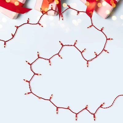 Northlight Mini Christmas Light Set- Clear With Red Tips - 10' Red Wire - 50ct 4 Northlight Mini Christmas Light Set- Clear With Red Tips - 10' Red Wire - 50ct - Image 2
