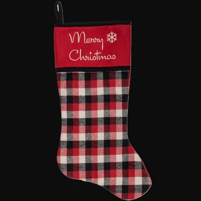 Northlight 20.5-Inch Red, Black, And White Plaid Christmas Stocking With Fleece Cuff 4 Northlight 20.5-Inch Red, Black, And White Plaid Christmas Stocking With Fleece Cuff - Image 2