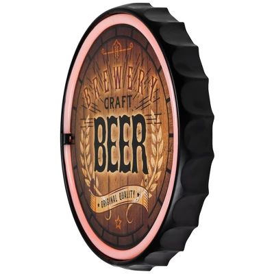 Northlight LED Craft Beer Bottle Cap Neon Lighted Wall Sign - 12.5" - Red 6 Northlight LED Craft Beer Bottle Cap Neon Lighted Wall Sign - 12.5" - Red - Image 4