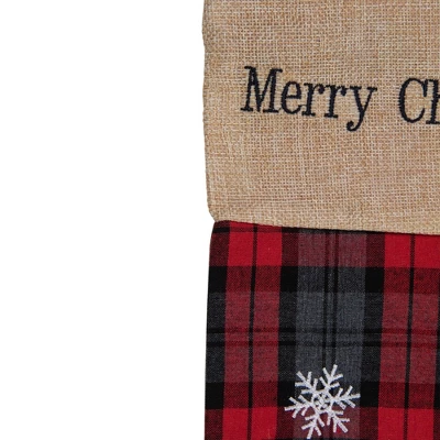 Northlight Plaid Merry Christmas Reindeer Stocking - 19" - Red And Green 5 Northlight Plaid Merry Christmas Reindeer Stocking - 19" - Red And Green - Image 3