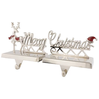Northlight Set Of 2 Silver Reindeer Merry Christmas Metal Stocking Holders 5.5" 5 Northlight Set Of 2 Silver Reindeer Merry Christmas Metal Stocking Holders 5.5" - Image 3