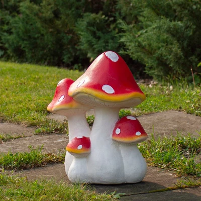 Northlight Hand Painted Mushroom Cluster Outdoor Garden Decoration - 17.5" - White And Red 3 Northlight Hand Painted Mushroom Cluster Outdoor Garden Decoration - 17.5" - White And Red