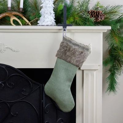 Northlight Burlap Christmas Stocking With Faux Fur Cuff - 20" - Green 3 Northlight Burlap Christmas Stocking With Faux Fur Cuff - 20" - Green