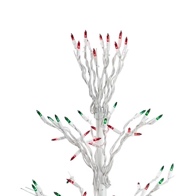 Northlight 6' Prelit Artificial Christmas Tree White Lighted Cascade Twig Outdoor Decoration - Multi-Color Lights 7 Northlight 6' Prelit Artificial Christmas Tree White Lighted Cascade Twig Outdoor Decoration - Multi-Color Lights - Image 5