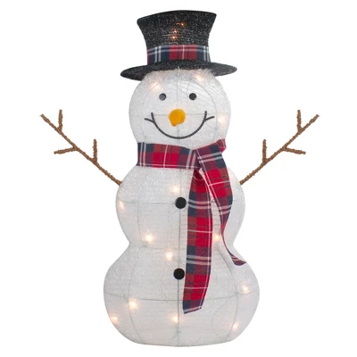 Northlight Lighted Tinsel Snowmen Family Christmas Yard Decorations - Clear Lights - Set Of 2 4 Northlight Lighted Tinsel Snowmen Family Christmas Yard Decorations - Clear Lights - Set Of 2 - Image 2