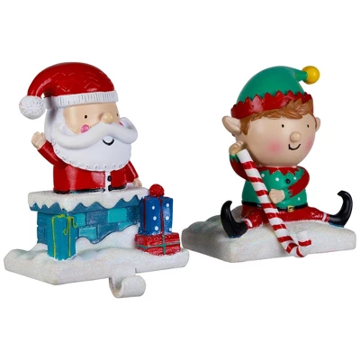 Northlight Santa And Elf Christmas Stocking Holders - 5" - Set Of 2 5 Northlight Santa And Elf Christmas Stocking Holders - 5" - Set Of 2 - Image 3