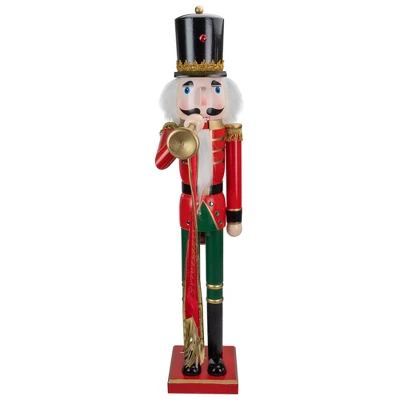 Northlight 36" Red And Green Christmas Nutcracker Soldier With Horn 4 Northlight 36" Red And Green Christmas Nutcracker Soldier With Horn - Image 2