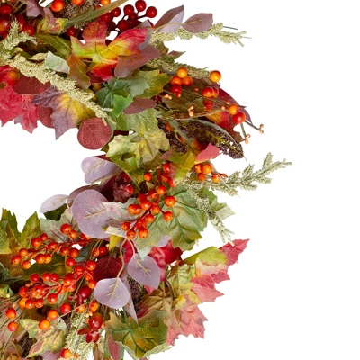 Northlight Leaves And Berries Artificial Fall Harvest Wreath - 20-Inch, Unlit 5 Northlight Leaves And Berries Artificial Fall Harvest Wreath - 20-Inch, Unlit - Image 3
