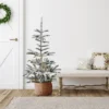 Northlight Real Touch™️ Pre-Lit Slim Flocked Nordmann Fir Artificial Christmas Tree - 4.5' - Warm Clear LED Lights