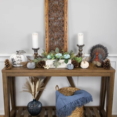 Northlight 8" White And Black "Warm Harvest Blessing" Pumpkin Fall Harvest Decoration 3 Northlight 8" White And Black "Warm Harvest Blessing" Pumpkin Fall Harvest Decoration