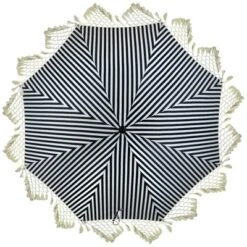 Northlight Striped Outdoor Macrame Boho Beach Market Umbrella With Tilt- 6.5' - Black And White -Home decor GUEST fbbc1074 321b 4ac6 a1b4 9c82dabab3e6