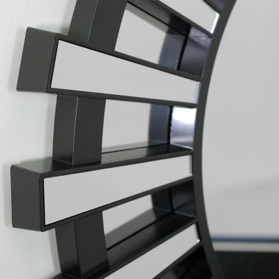 Northlight 25.5" Black Sunburst Round Wall Mounted Mirror 3 Northlight 25.5" Black Sunburst Round Wall Mounted Mirror