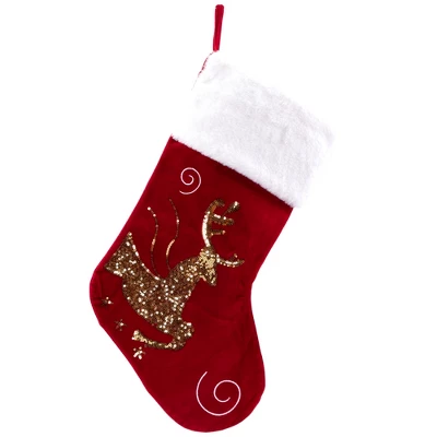 Northlight Reindeer And Snowflake Sequin Christmas Stockings - 20" - Red And White - Set Of 2 6 Northlight Reindeer And Snowflake Sequin Christmas Stockings - 20" - Red And White - Set Of 2 - Image 4