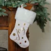 Northlight 19" Ivory White And Gold "Joy" Christmas Stocking With White Faux Fur Cuff