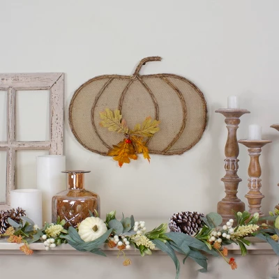 Northlight 19" Beige Burlap And Vine Pumpkin Fall Harvest Wall Hanging 3 Northlight 19" Beige Burlap And Vine Pumpkin Fall Harvest Wall Hanging
