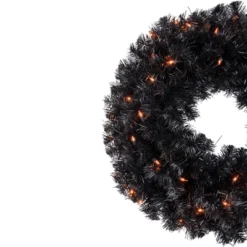 Northlight Pre-Lit Black Noble Spruce Artificial Halloween Wreath, 24-Inch, Orange Lights 8 Northlight Pre-Lit Black Noble Spruce Artificial Halloween Wreath, 24-Inch, Orange Lights -Home decor GUEST ffe6304d 7ff1 4237 9fed ae6b502279ad